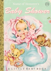 KB_and_Friends_Vintage_Girl_Invitation: Printable Book Themed Baby Girl Shower Invitation that you customize yourself using a web-based template / then print or e-mail the invite