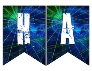 LT01 Banner - Happy Birthday: Laser Tag Happy Birthday Banner