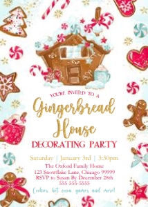 GN10 Gingerbread House 5x7 Invitation design preview