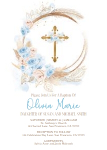 PG14 Invitation: PG14 Pampas Grass Baptism Invitation