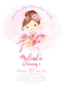 BLB1BB Ballerina Invitation design preview