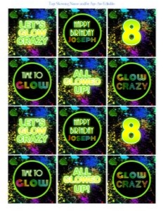 GLOW04 Cupcake Toppers design preview