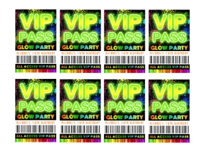 GLOW04b 2.2" x 3.4" VIP FRONT onSHEET: GLOW04A VIP INVITE LANYARD
