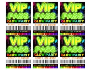 GLOW04a 3" X 4" VIP FRONT on 8.5"x11" Sheet: GLOW04A VIP INVITE LANYARD