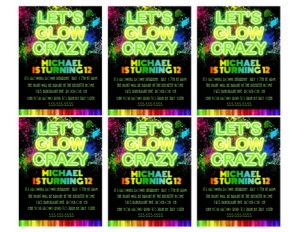 GLOW04a 3" X 4" VIP INVITE on 8.5"x11" Sheet NEW: GLOW04A VIP INVITE LANYARD