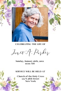 Soft Purple & Yellow Floral Invite Announcement design preview