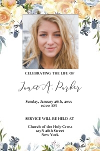 Yellow and Blue Floral Invite Announcement: Yellow and Blue Floral Invite Announcement