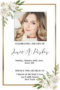 White Rose and Gold Frame Invite Announcement design preview