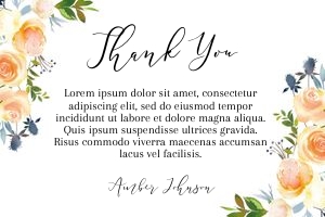 Blue and Yellow Floral Thank You Card design preview