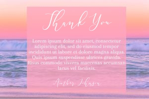 Ocean Sunset Thank You Card design preview
