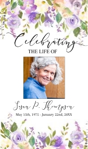 Soft Purple Floral Prayer Card design preview