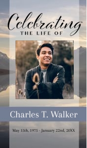 Peaceful Mountain Lake Prayer Card design preview