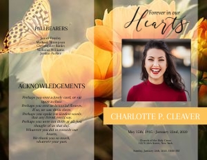 Orange Flowers & Butterfly 8 Page Program design preview