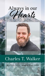 Peaceful Mountain Reflection Prayer Card 2 design preview