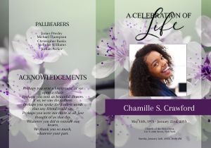 8 Page Purple & White Flower Program design preview