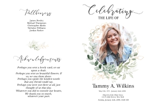 Greenery & Gold Frame 4 Page Program design preview