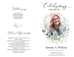 Greenery & Gold Frame 8 Page Program design preview
