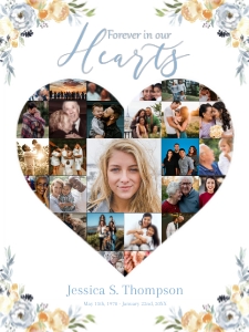 Full Heart Photo Collage Yellow & Blue Floral design preview