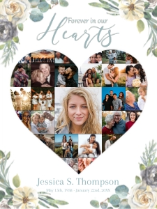 Full Heart Photo Collage Roses & Greenery design preview