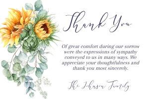 Sunflower Thank You Cards design preview
