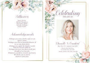 Pink Roses 4-Page Program design preview