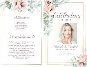 Pink Roses 8-Page Program design preview