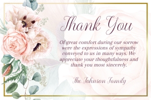 Pink Roses Thank You Cards design preview