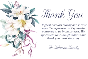 Casablanca Lily Thank You Cards design preview