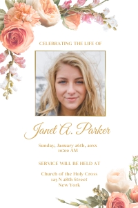 Peach Floral Invitation announcement design preview
