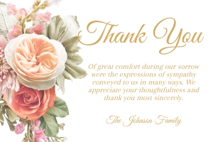 Peach Floral Thank You Cards design preview