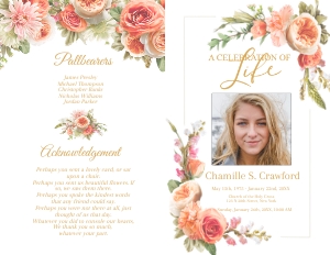 Peach Floral 4-Page Program design preview