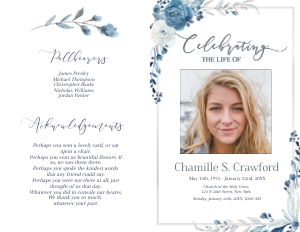 Blue Roses 8-Page Program design preview
