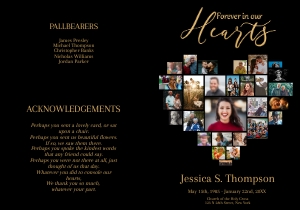 Black and Gold Heart Collage Program 7 x 10: Black and Gold Heart Collage Program