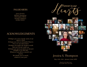 Black and Gold Heart Collage Program 8.5 x 11: Black and Gold Heart Collage Program