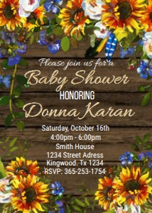 Sunflowers Rustic Baby Shower Invitation design preview
