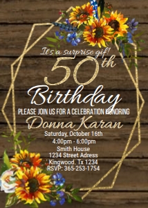 Sunflowers Rustic Birthday Invitation design preview