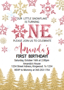 Winter Onederland Invitation Pinck design preview