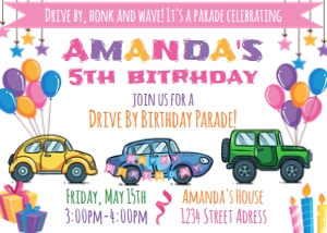 Drive By Birthday Parade Invitation design preview