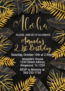 Tropical Birthday Invitation Black design preview
