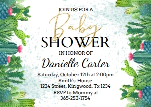 Cactus Baby Shower Invitation design preview