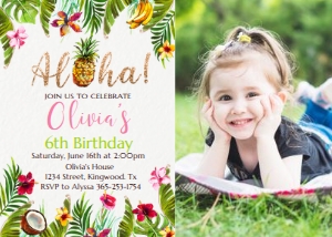 Aloha Birthday Invitation with Photo: Aloha Birthday Invitation with Photo