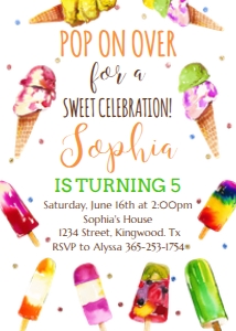 Ice cream Birthday Invitation design preview