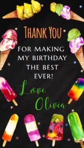Ice Cream Thank You Tag Chalkboard design preview