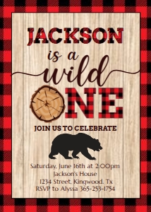 Lumberjack One Birthday Invitation design preview