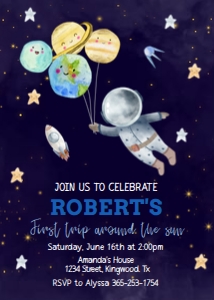 Space Birthday Invitatio Black design preview