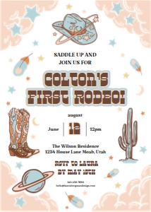 First Rodeo Birthday Invitation with Photo: First Rodeo Birthday Invitation with Photo