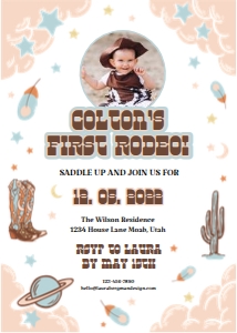 First Rodeo Birthday Invitation with Photo: First Rodeo Birthday Invitation with Photo