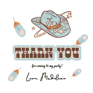 Cowboy birthday Circle Thank You Tag design preview