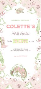 Girl First Rodeo Birthday Invitation Electronic design preview