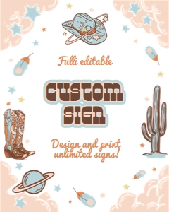 Cowboy birthday custom sign: Cowboy birthday custom sign